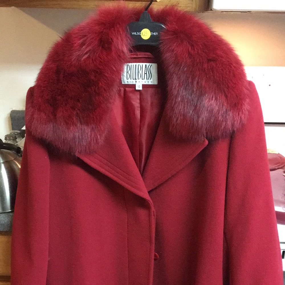 Red wool trenchcoat