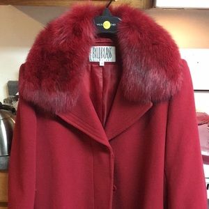 Red wool trenchcoat