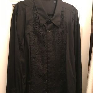 Robert Graham jet black eyelet shirt