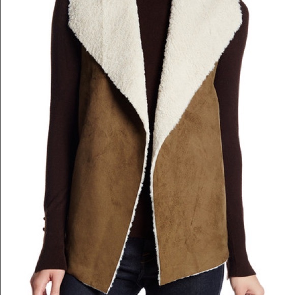 Madison & Lola Jackets & Blazers - Reduced Sherpa Vest Olive/Beige Color Large