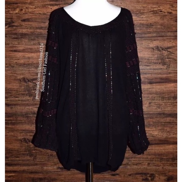 Free People Tops - FREE PEOPLE Woven Tunic Intricate Draped Pullover