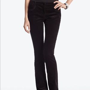 WHBM black sleek boot leg corduroy pant.