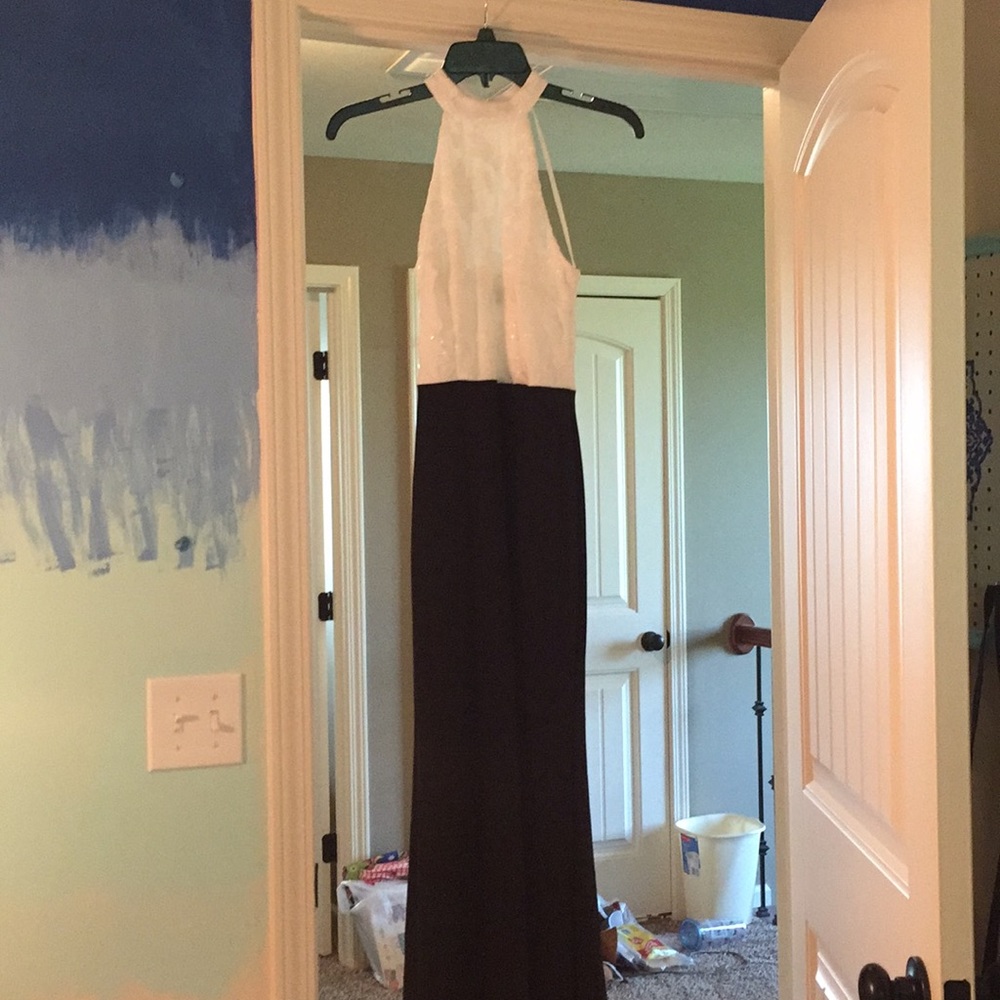 White and Black Prom Dress
