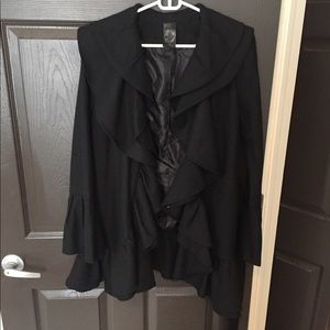 Black ruffle peacoat! Size medium!