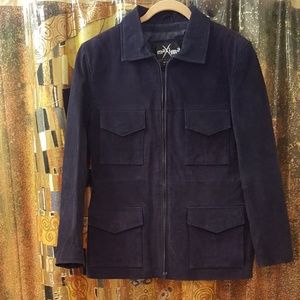 Wilsons Leather Jacket, Suede, Navy, S