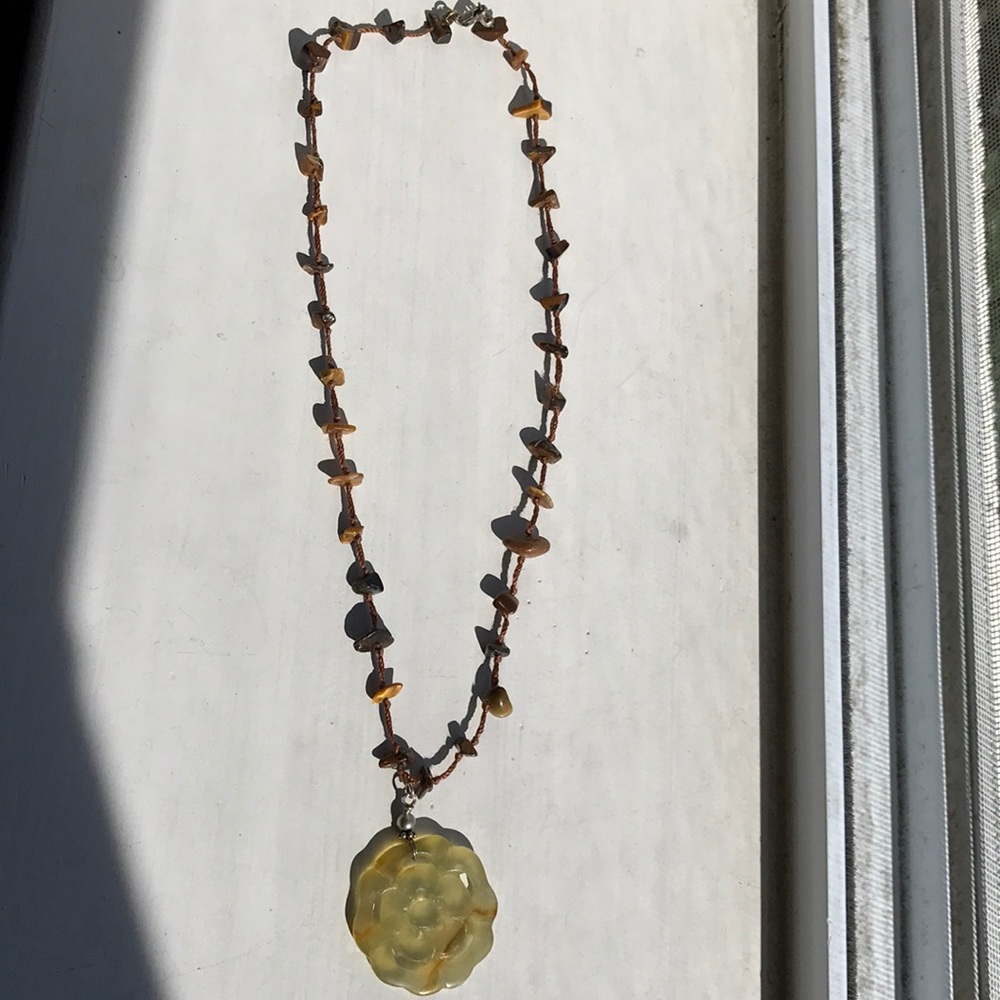 Jade-style stone necklace