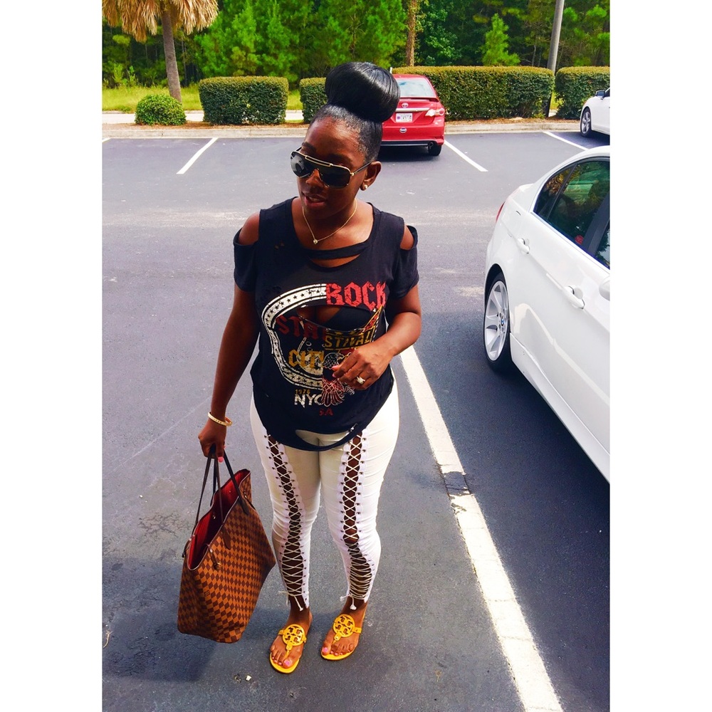 Distressed Tshirt and Lace up pants