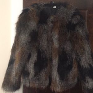 H&M Calico faux fur coat