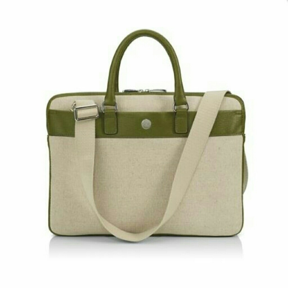 Linen and Leather Laptop Bag