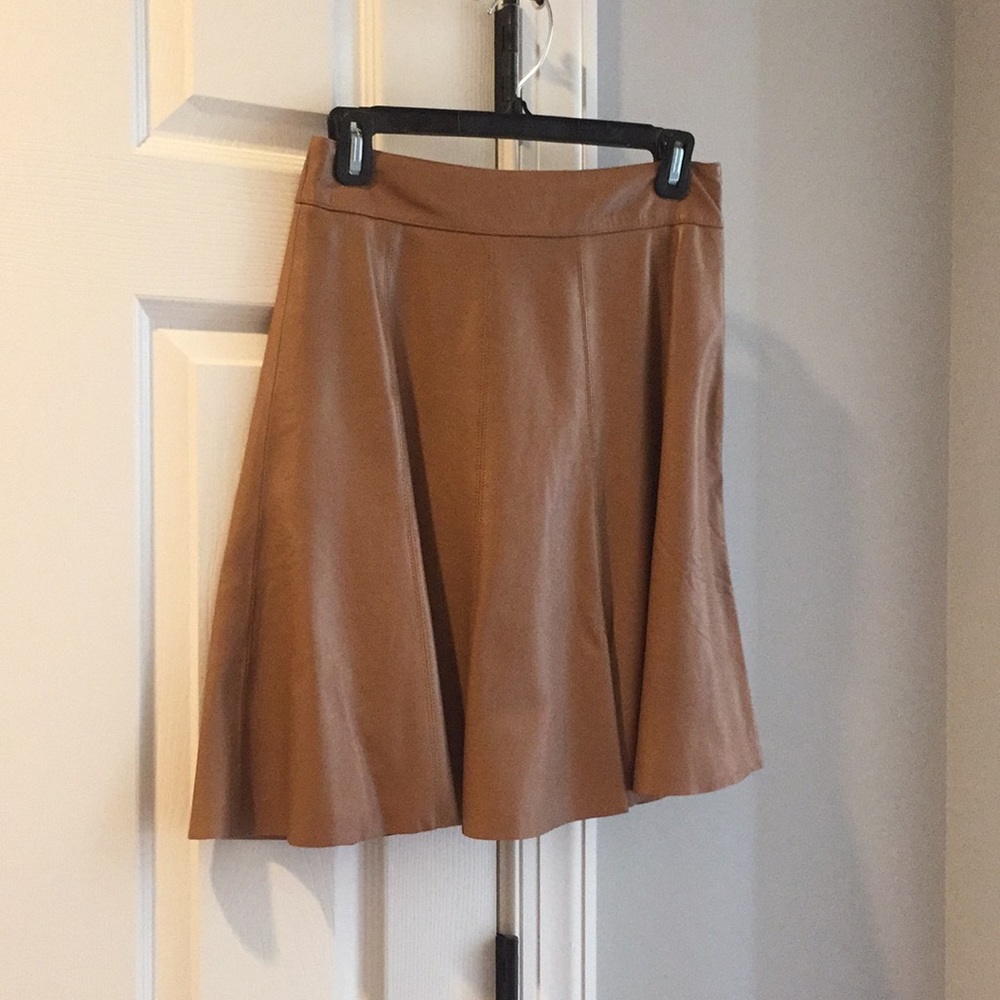 NWOT White House Black Market Brown Leather Skirt