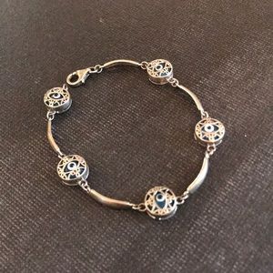 Sterling silver evil eye charm bracelet