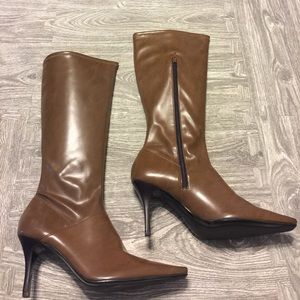 Gianni Bini Brown Faux Leather Heeled Boots