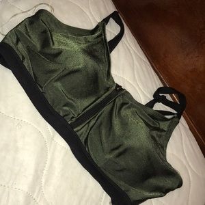 Olive Zip Down Bikini Top