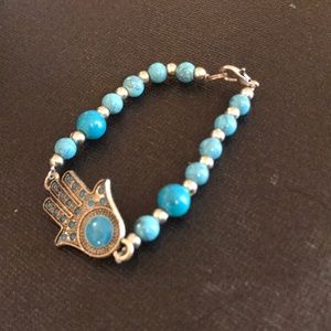 Baby blue hamza evil eye bracelet