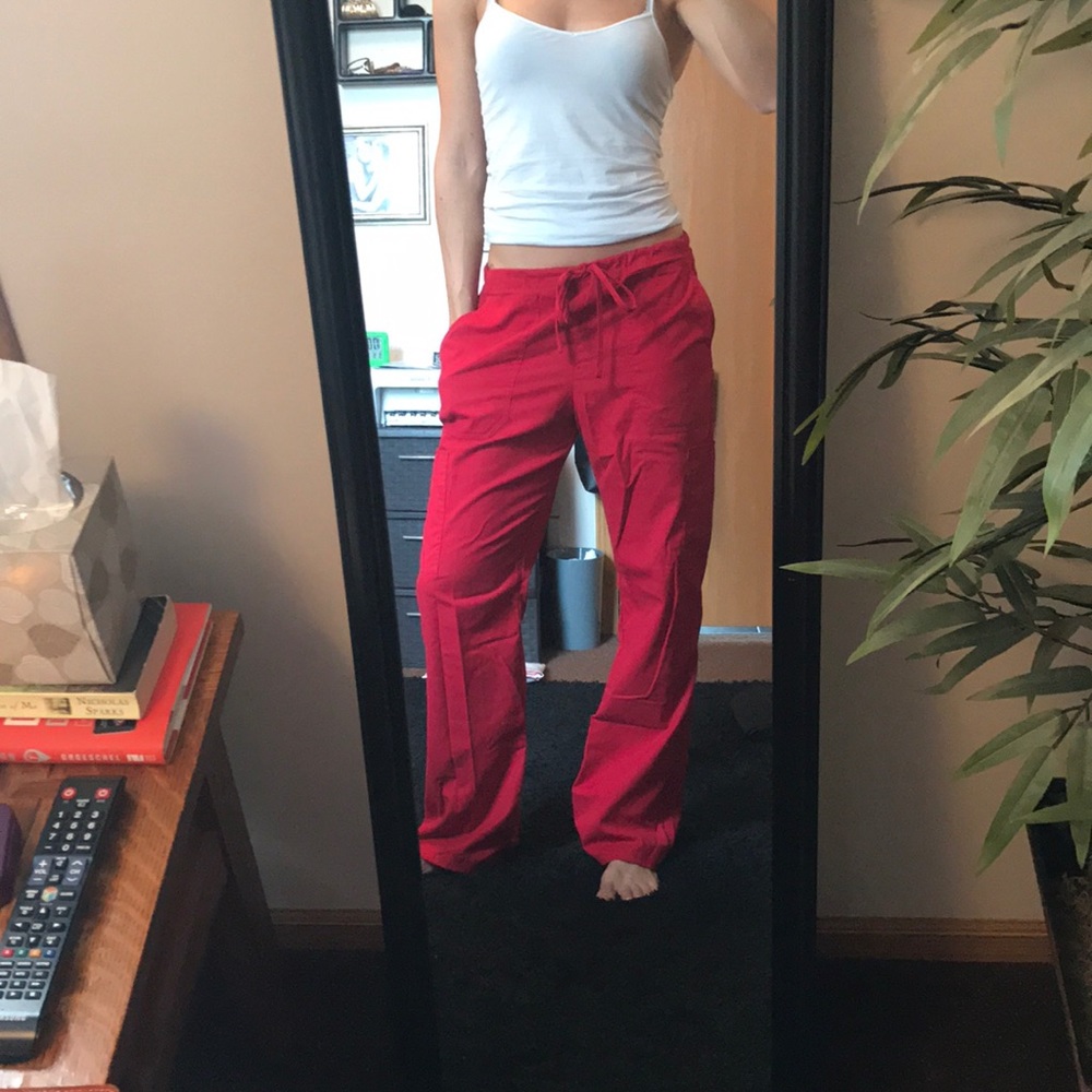 Red scrub pants