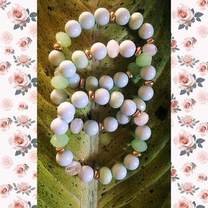 Light Green & White Bead bracelets