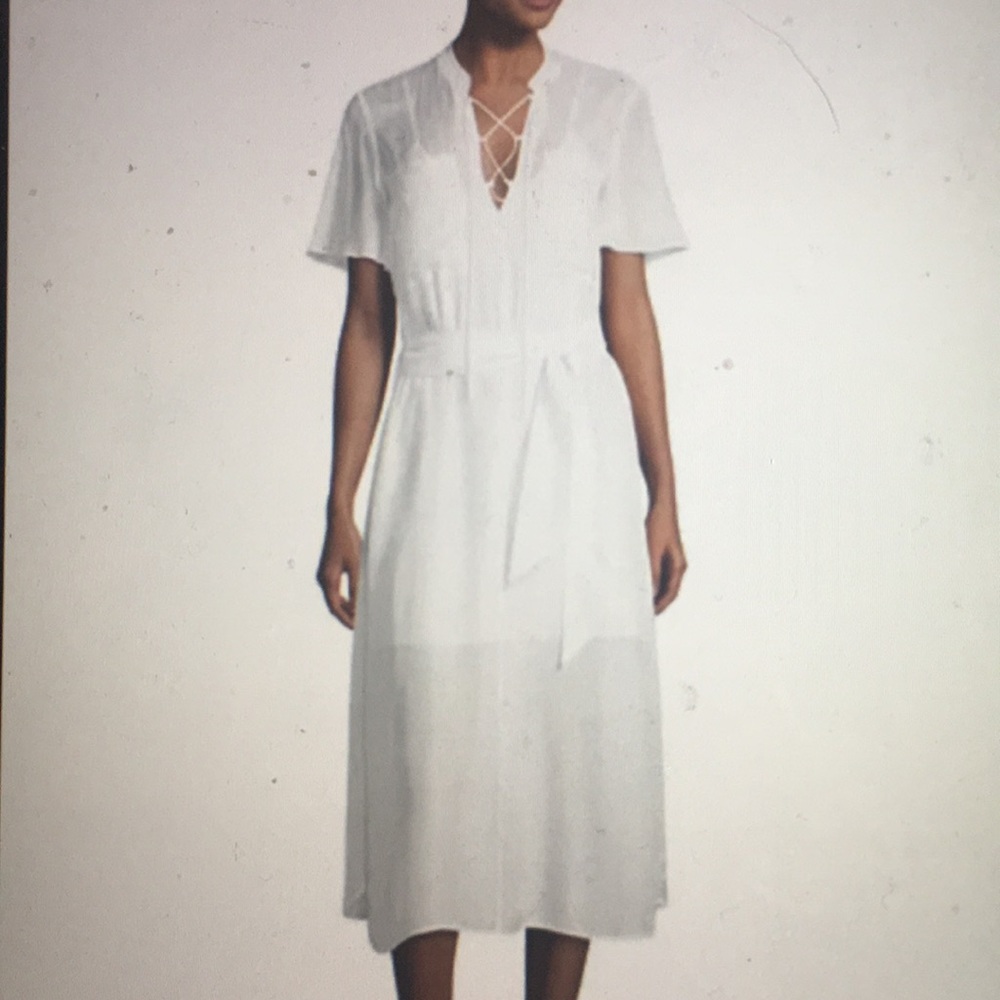 Frame Denim lace up midi shirt dress