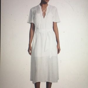 Frame Denim lace up midi shirt dress