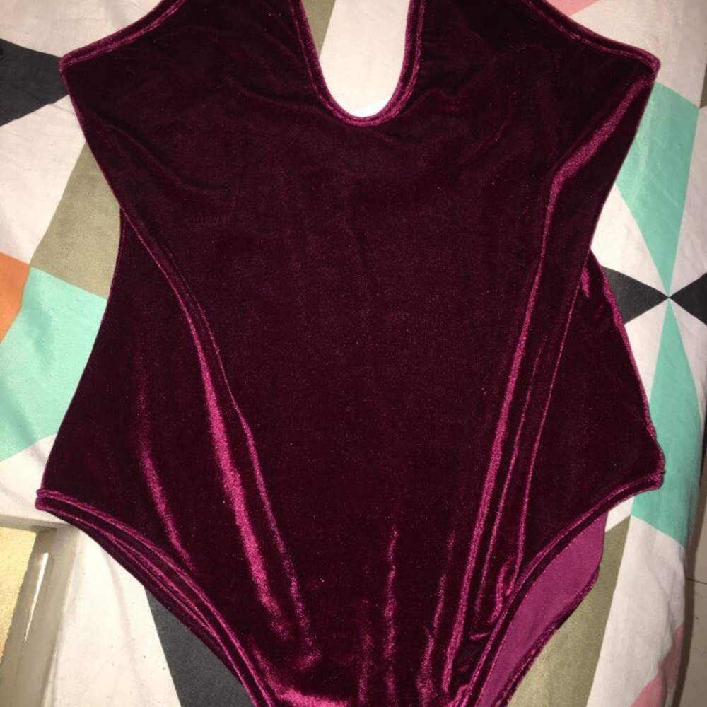 Cheeky maroon velvet bodysuit
