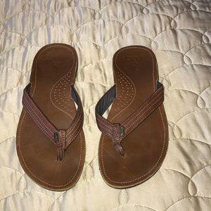 Reef Brown Leather Flip Flops