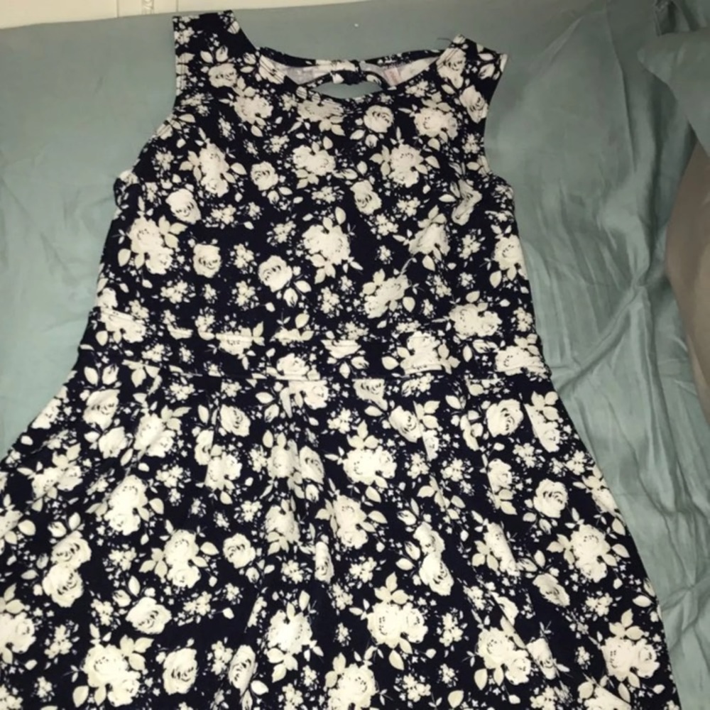 Navy Floral Skater Dress