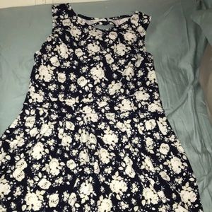 Navy Floral Skater Dress