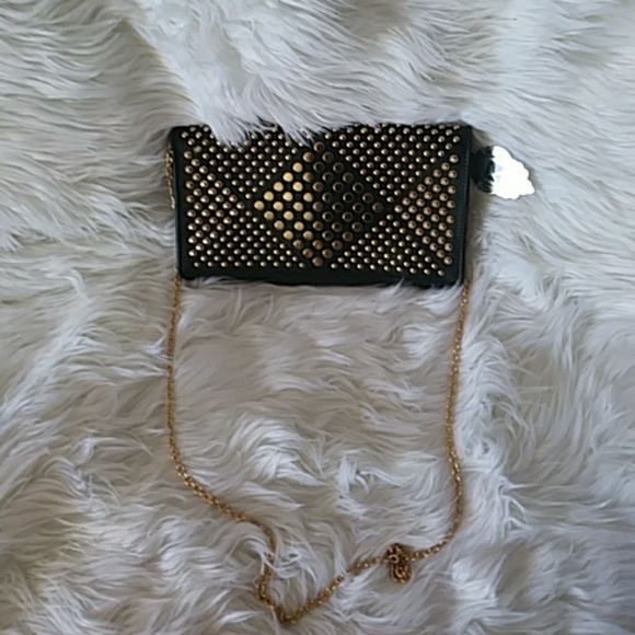 Handbags - Black studded clutch or shoulder. #22