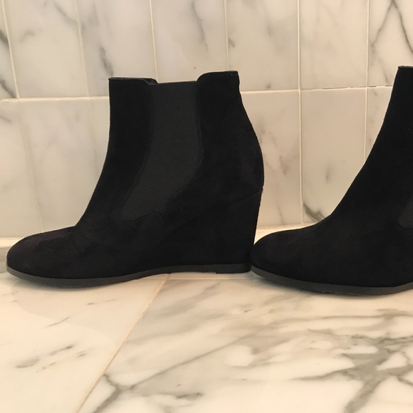 L.K. Bennett Shoes - Black Suede Wedge Ankle Boots (NWOT)