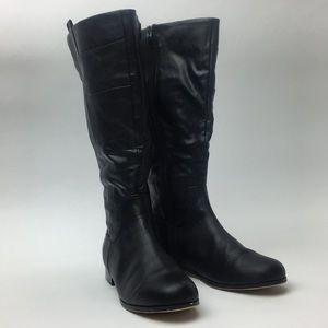 Black distressed leather boots!! With box.