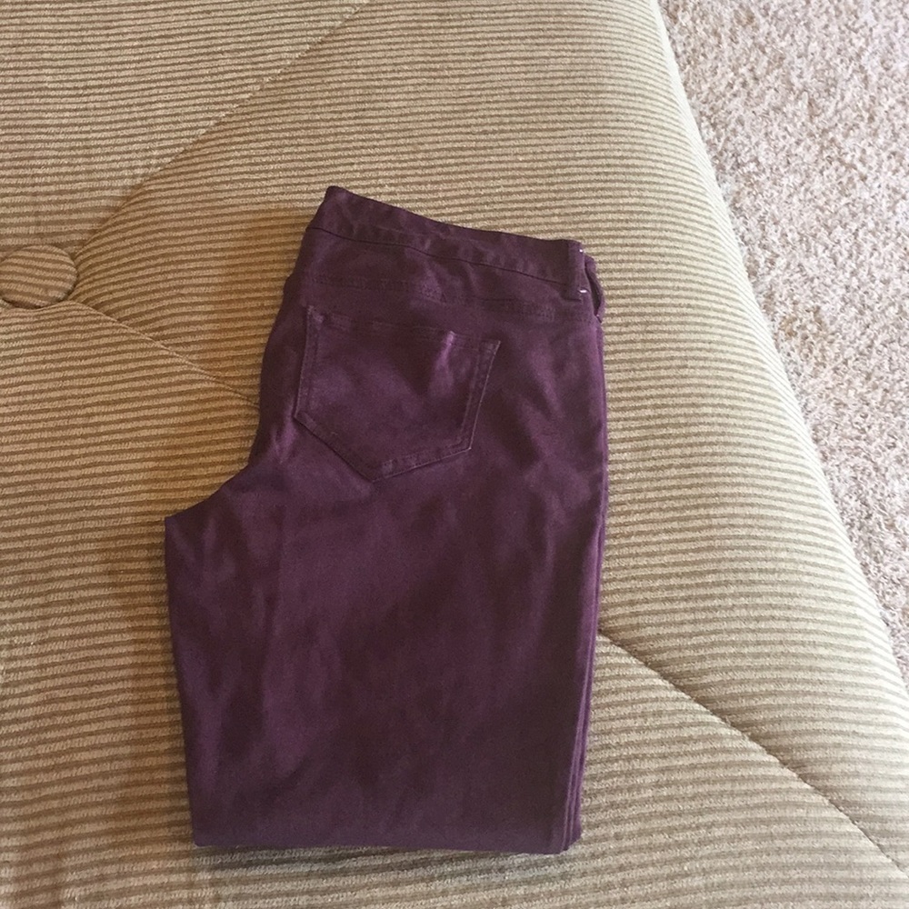 Plum colored skinny jeans