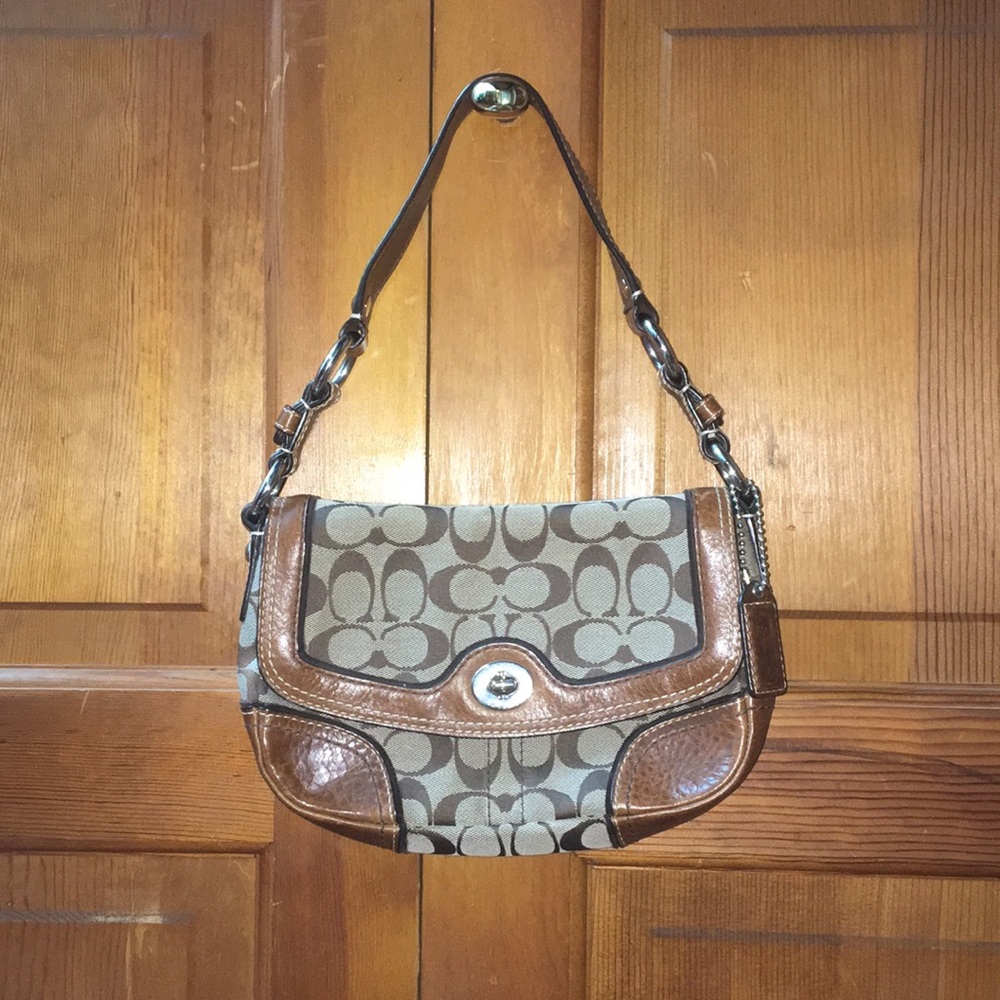 Coach brown genuine leather shoulder bag