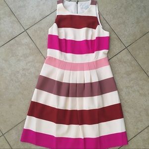 Loft pink, blush, red striped A-line dress.