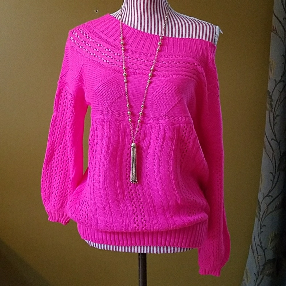 Pink Oversized OTS Knit Sweater - Picture 2 of 2