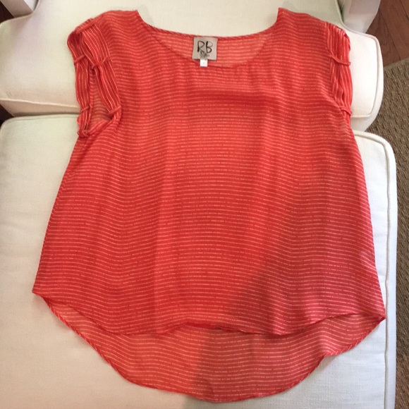 Rory Beca sheer orange and white striped top - Picture 1 of 3