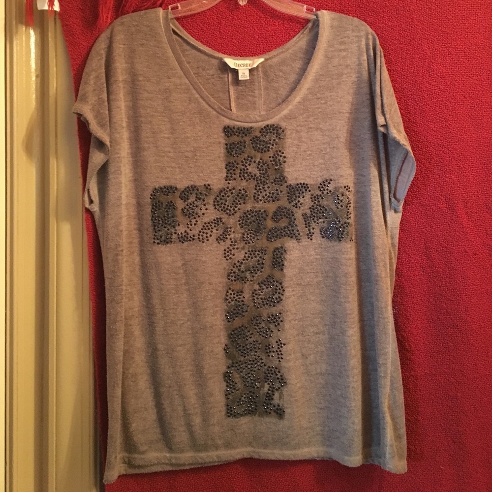 Black Rhinestone Cross T-Shirt