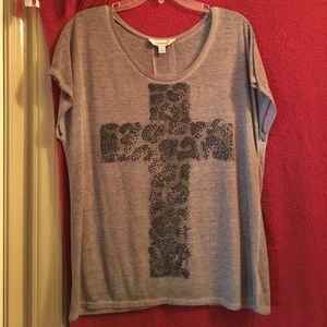 Black Rhinestone Cross T-Shirt