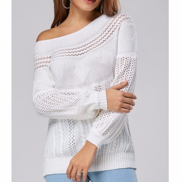 Sweaters - LAST ONE! Womens White OTS Knit Sweater