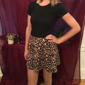 Leopard print skater skirt