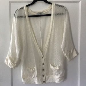 Cream knit mesh cardigan