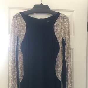 Floor length black tie embellished dress