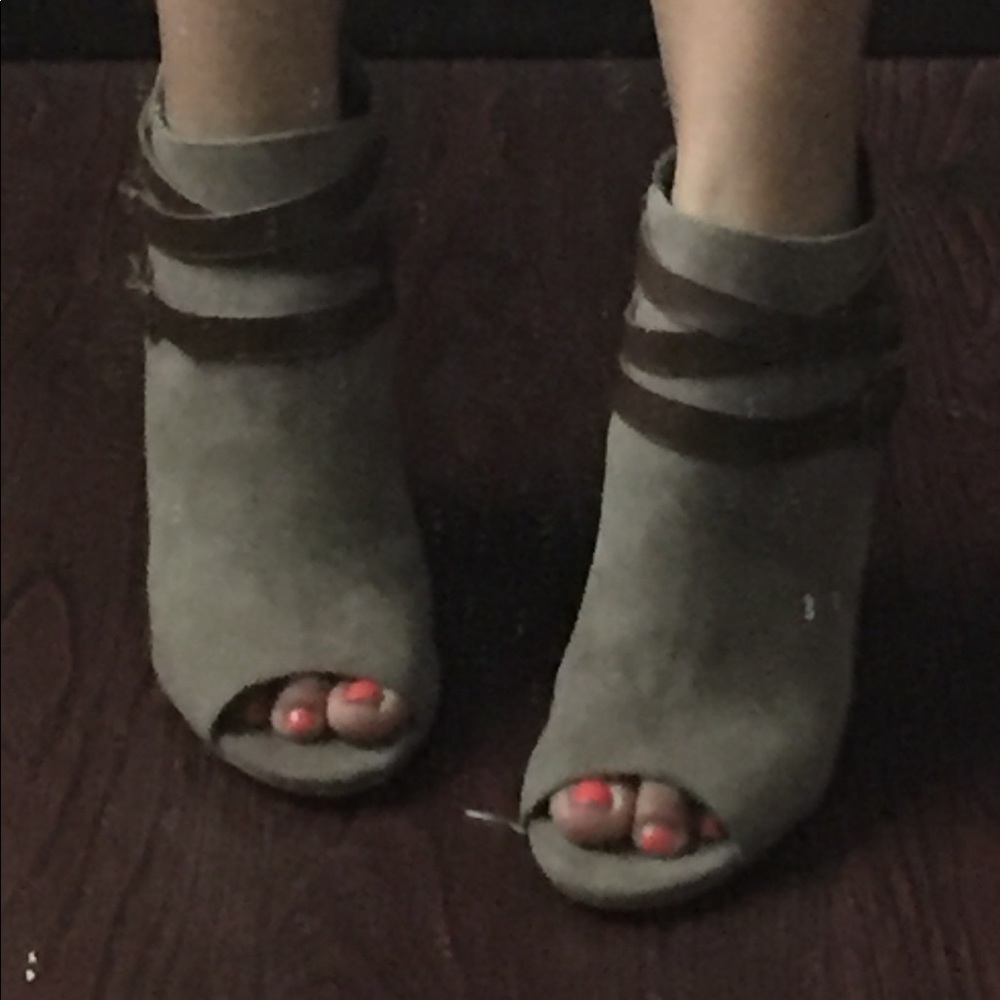 BAMBOO Peep Toe Stacked Booties