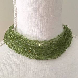 10-strand green glass bead necklace