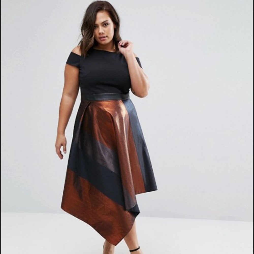 Asos curve asymmetrical cold shoulder dress
