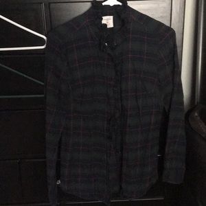 Green Plaid Ruffle Top