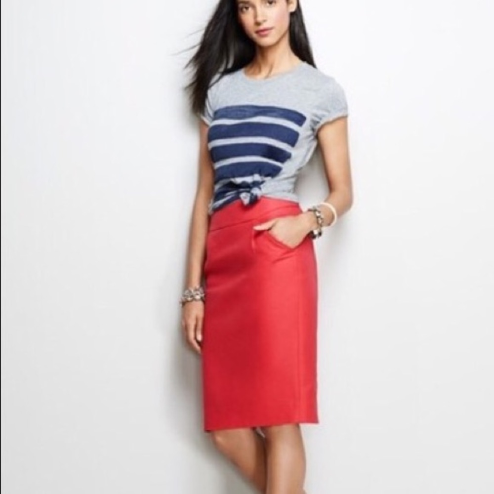 J. Crew coral pencil skirt in double serge cotton