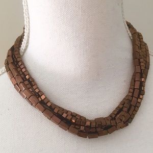 Metallic copper multi-strand necklace