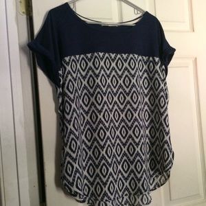 Navy Blue Diamond Pattern Blouse