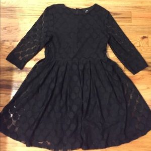 H&M black mesh 3/4 sleeve polka dot dress