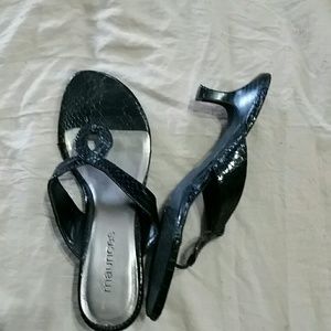 Maurices Black Snakeskin Print Kitten Heels