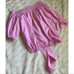 striped off the shoulder long sleeve top